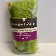 Dimensions FeltWorks 100 Wool 1 Green Curly Roving 0.25oz Needle Felting
