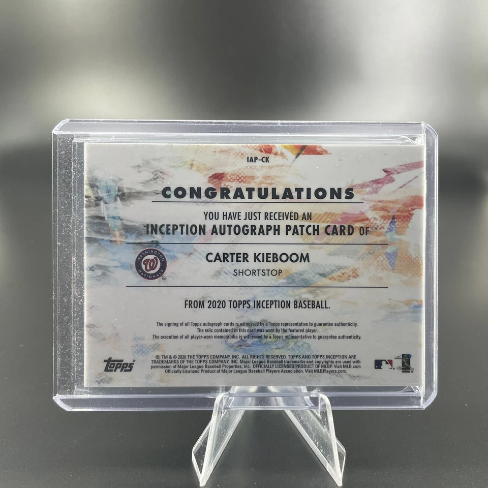 CARTER KIEBOOM 2020 TOPPS INCEPTION PATCH AUTO/AUTOGRAPH #076/155 #IAP-CK - Image 2 of 2