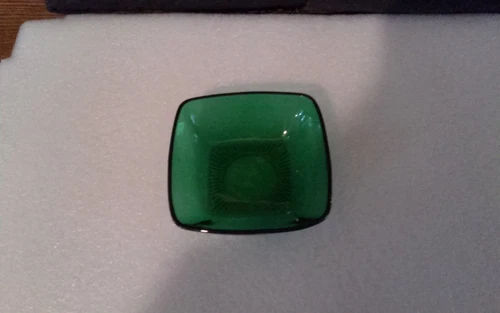 14 Vtg Anchor Hocking Glass Forest Green CHARM Serving Bowls Square  EXCELLENT