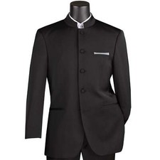 BIG  TALL Men's Black 5-Button Classic-Fit Tuxedo w/ Banded Collar NWT