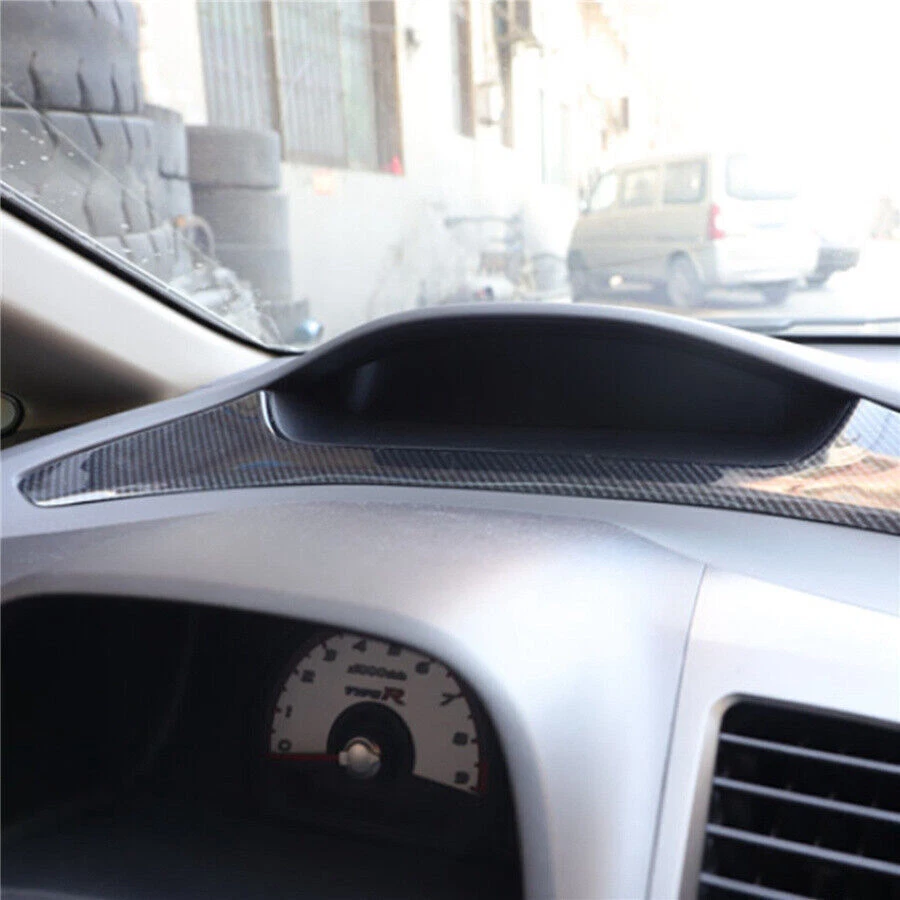 Carbon Fiber Look Middle Control Speedometer Strip Trim For 2006-11 Honda Civic Foto 2 de 4