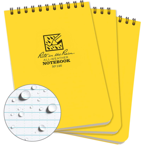 Top Spiral Notebook Rite in the Rain 4" x 6" Yellow Cover 3 Pack - Afbeelding 1 van 7