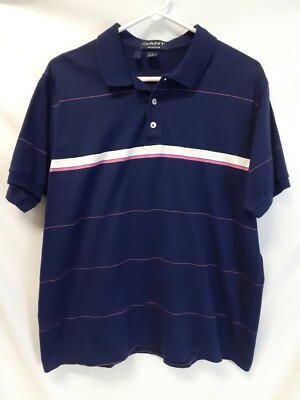 GANT Rugger Men's Polo Shirt 100% Cotton Purple Pink Striped Retro 80s  Miami USA