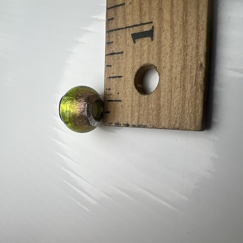 Murano Italy 925 Sterling Silver Glass Slide Bubble Bead Charm Green Pink Ombré - Picture 7 of 8