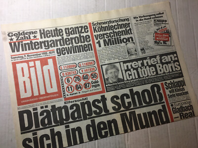 BILD Zeitung 09.11.1985,Bild Zeitung 09. November 1985,Ivan & Boris,Geburtstag