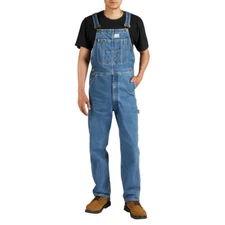 HISEA Men Denim Bib Overall Dungarees Workwear Pants Jumpsuit Coveralls Trousers