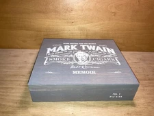 MULTIPLE AVAILABLE Mark Twain Memoir No 1 9"x7.75"x2.25" SOLID WOOD Cigar Box
