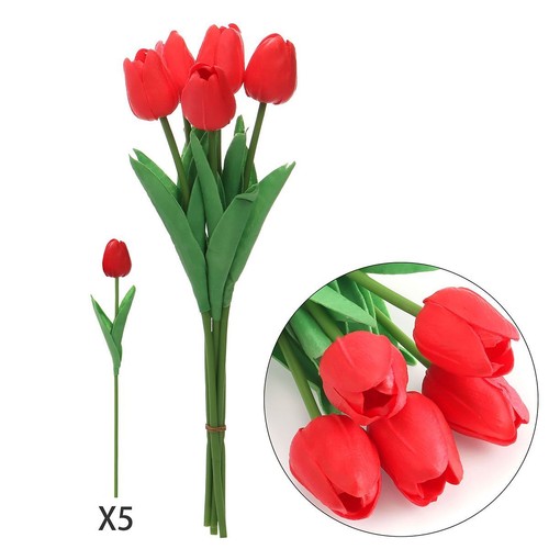 5/10pack Artificial Fake Tulip Flowers Real Touch Pop Wedding Floral Home Decor - Picture 15 of 17