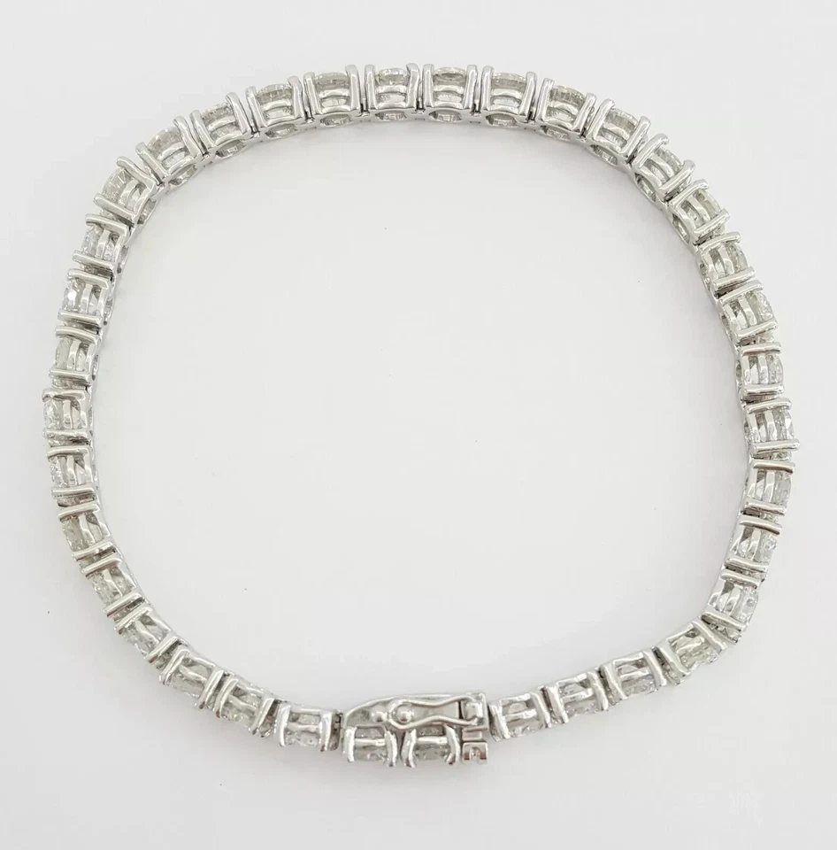 Round Brilliant Diamond Straight Line Platinum Tennis Bracelet 13ct 7" - Image 2 of 4