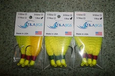 3/16 oz Pompano Yellowtail  jigs T&A JIGS lot of 10 yellow chartreuse redfish