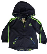 NWOT Toddler girl/boy 18M Adidas full zip hoodie front pocket navy/ green colors