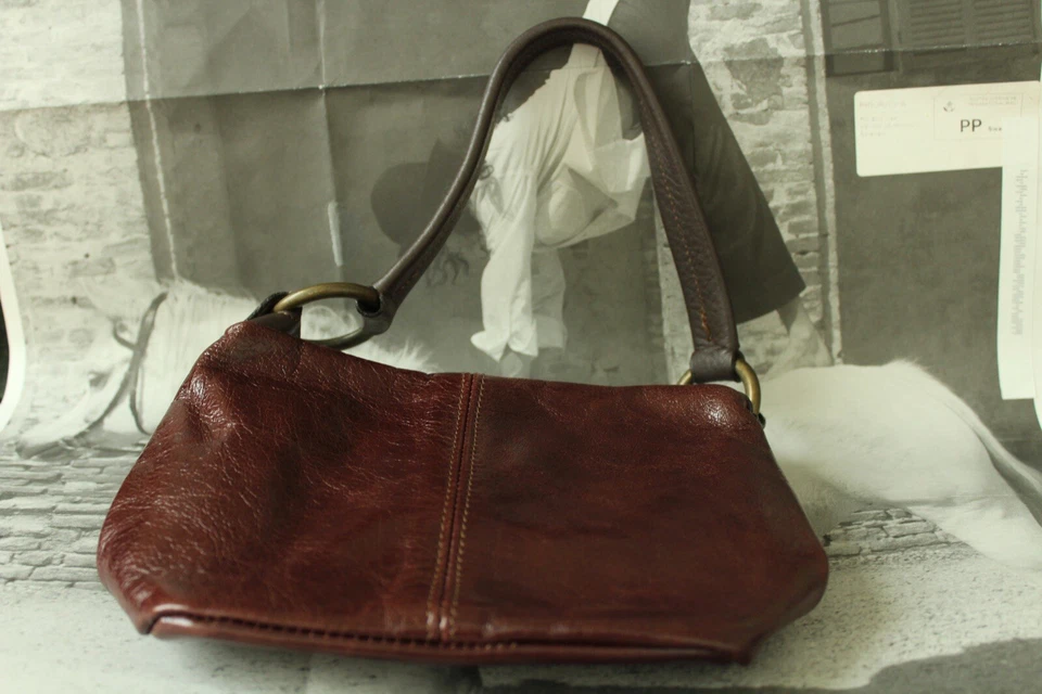 NOA Genuine Leather Handbag Underarm Bag Purse Made In Italy Burgundy - Image 3 of 4