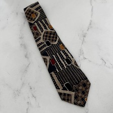 Hanover The Works LTD Made In USA Tie Abstract Detail Navy Blue ; Beige