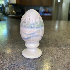 Fenton Egg Fans Painted Signed Forest