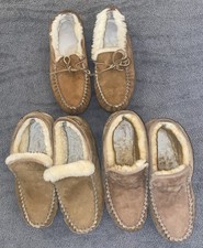 L.L. Bean Wicked Good Slippers Men's Size 9.5 Tan Shearling Slip On Mocs Lot 3