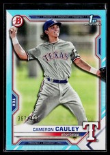 2021 Bowman Draft #BD-192 Cameron Cauley Sky Blue #/499 Texas Rangers