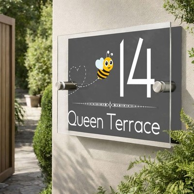Personalisiertes Hausnummernschild Adressschild Türschild Biene Design Acryl UK