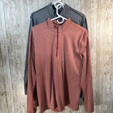 Eastern Mountain Sports Mens Sz XL Quarter Zip Pullover Lot of 2 Grey & Orange