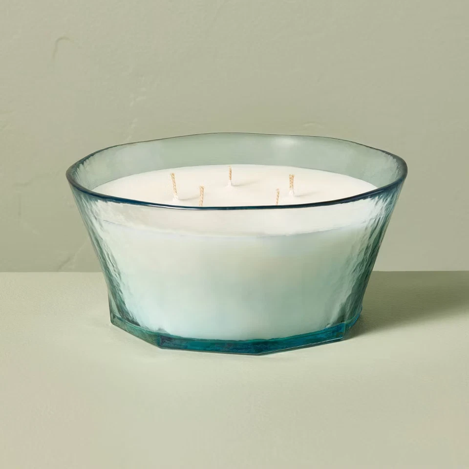 5-Wick Textured Glass Sun and Citron Jar Candle 32oz Blue - Hearth