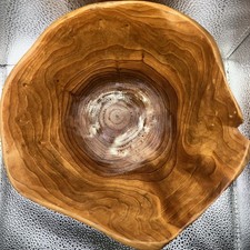 Vtg Roscher 8x8x4 Hand Carved Burl Wood Bowl Figured Live Edge Rustic Centerpiec