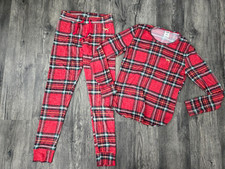 Victoria's Secret PINK L/S Plaid 2pc Sleepwear PJ Set Viscose Blend Comfort Red