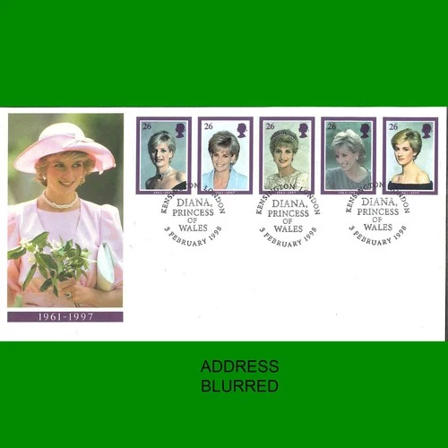 FDC Diana, Princess of Wales Commemorative Royal Mail First Day Cover, 3.2.1998 - Picture 1 of 3
