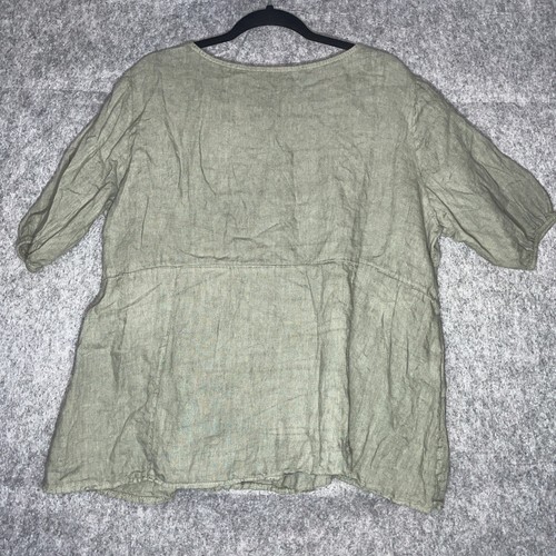 Cobblestone Living Women’s L / XL Sage 100% Linen Patch Pockets - Picture 7 of 7