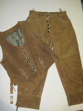 Trachten Weste + Hose in Leder Damen Gr. 40 + 42 zusätzl. mit Bluse + Leinenhose