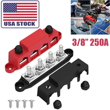 3/8" / 250A 4 Stud Busbar Bus Bar Power Distribution Terminal Block Red&Black