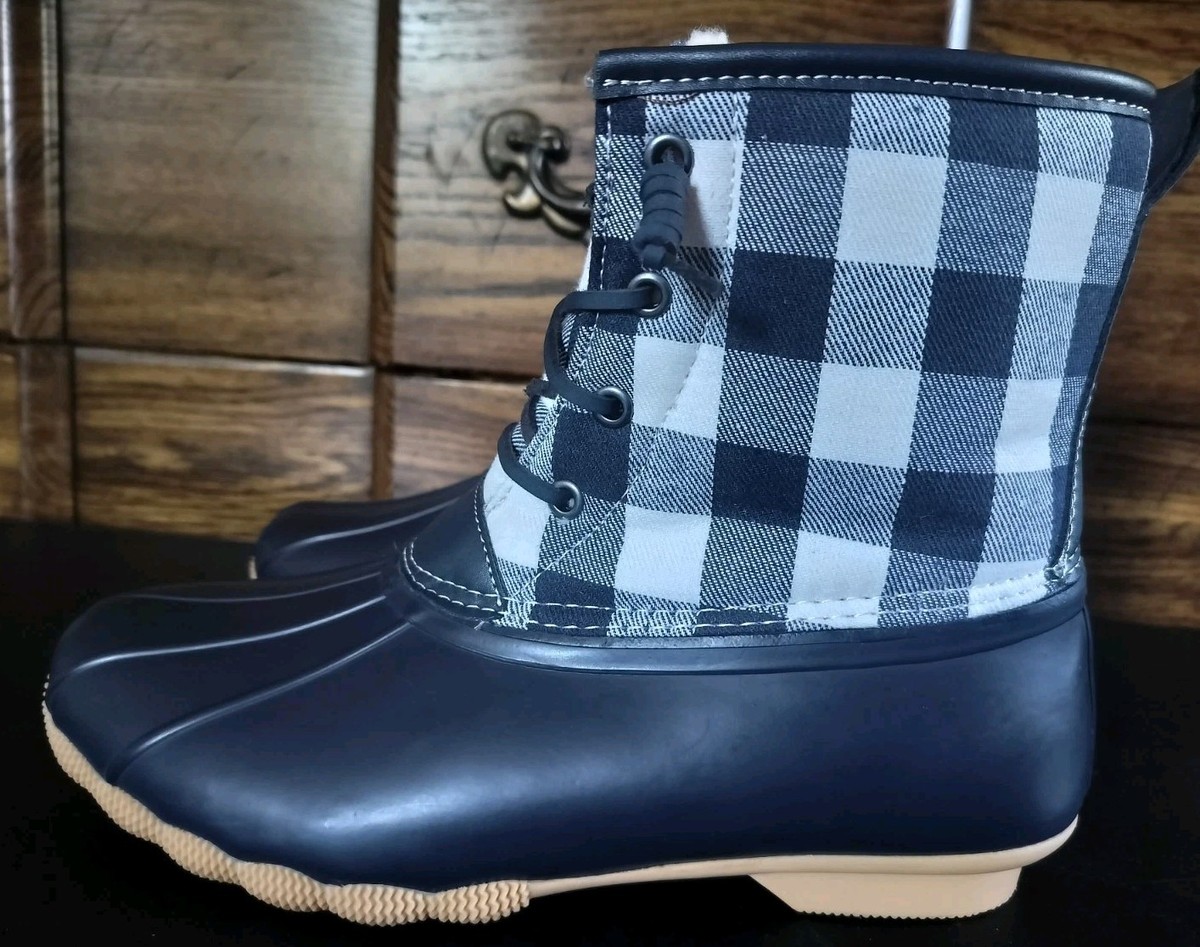 Serra Womens Size Blue Plaid Snow, Rain Duck Boots Water