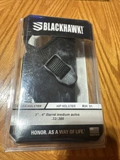BlackHawk 73NH01BK-R Hip Blk Nylon Holster 3-4" Barrel Med Sz  01 Autos .32/.380