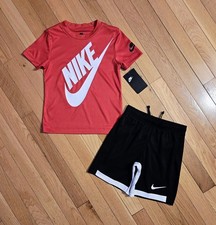 NEW Nike Little Boy Dri-fit Tee Drawstring Short Set, Red sz 5
