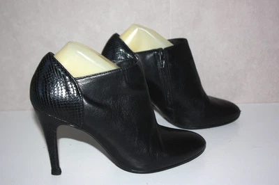 MINELLI Boots à Talons Fins Cuir Noir Taille 39 BE - Photo 1/4