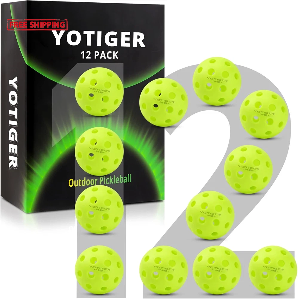 Outdoor Pickleball Balls 4 Pack or 12 Pack with 40 Holes in Green