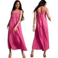 Banana Republic Pink Satin Maxi Dress Large EUC Party Wedding Vacation Resort