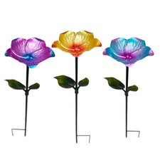 Artistic Bird Bath And Feeders Flower Shape Bird Bath Bowl with Garden Stakes