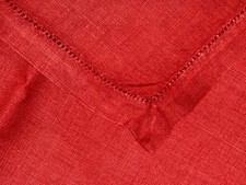 VTG 33“ square cotton linen fabric cloth solid Rich Red Tablecloth