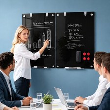 36 x 24 Magnetic Glass Board Frameless Whiteboard for Office Home-Black