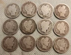 12 Barber Silver Dimes-See Pics and Description for Condition & Dates. Free S/H