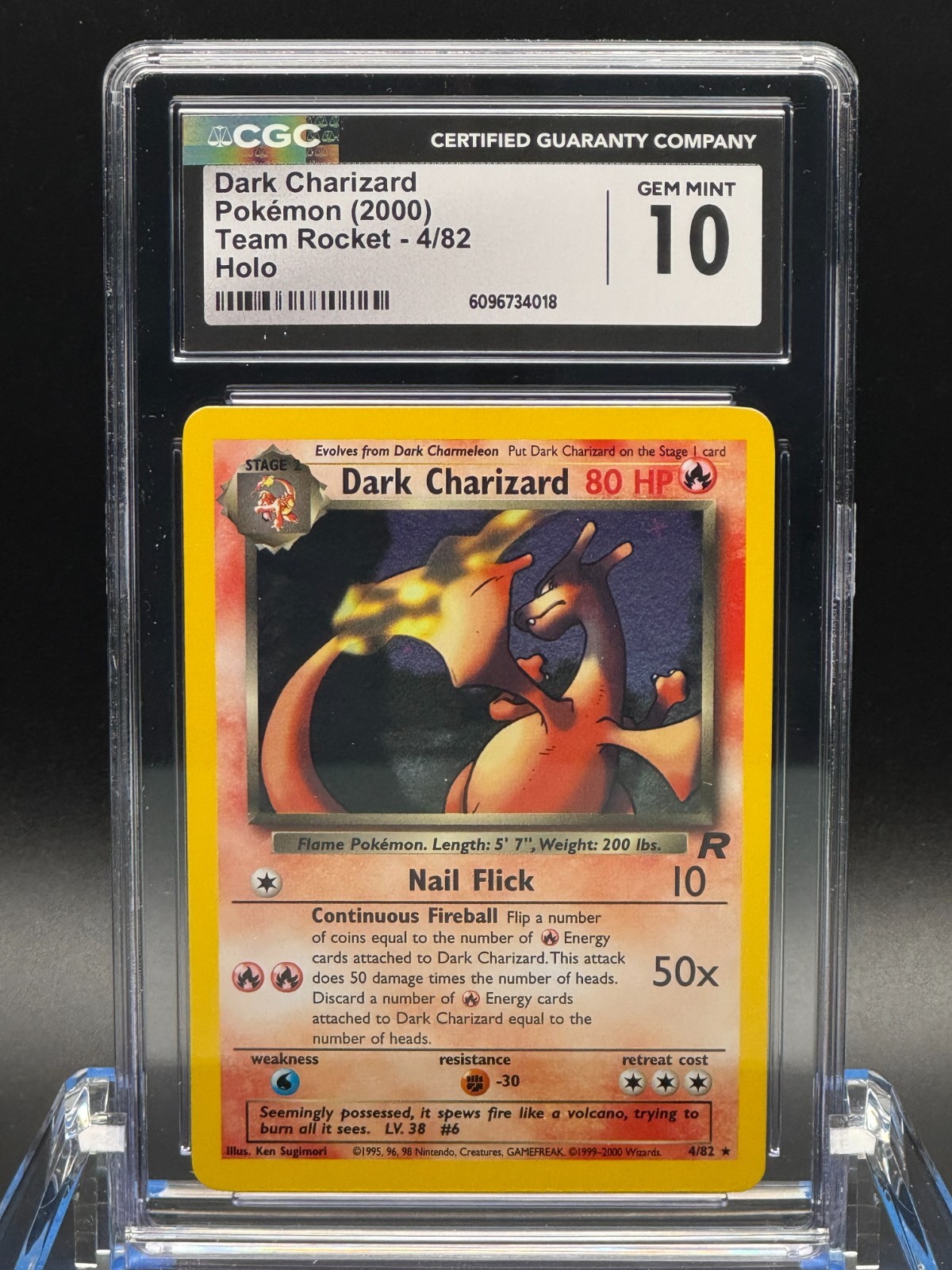CGC 10 GEM MINT 💎 - Dark Charizard 4/82 Team Rocket Holo - 2000 Pokemon