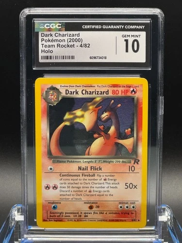 CGC 10 GEM MINT 💎 - Dark Charizard 4/82 Team Rocket Holo - 2000 Pokemon