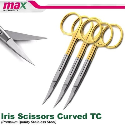 NEW GERMAN TC Iris Scissors 4.5'' Curved Surgical Dental Surgery Instruments 3Pcs