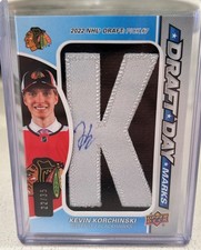 2024-25 UD SP Game Used Draft Day Marks Kevin Korchinski Auto 22/35
