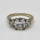 Vintage 925 Sterling Silver Gold Vermeil CZ Ring Size 9.75