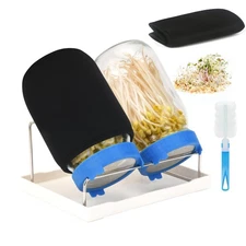 Lulonpon Sprouting Kit, 2 Sprouting Jar Kits, Wide Mouth Quart Mason Jars