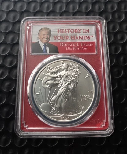 *2020 1 OZ. SILVER EAGLE PCGS MS70 TRUMP 45TH PRESIDENT HISTORY IN YOUR HANDS*
