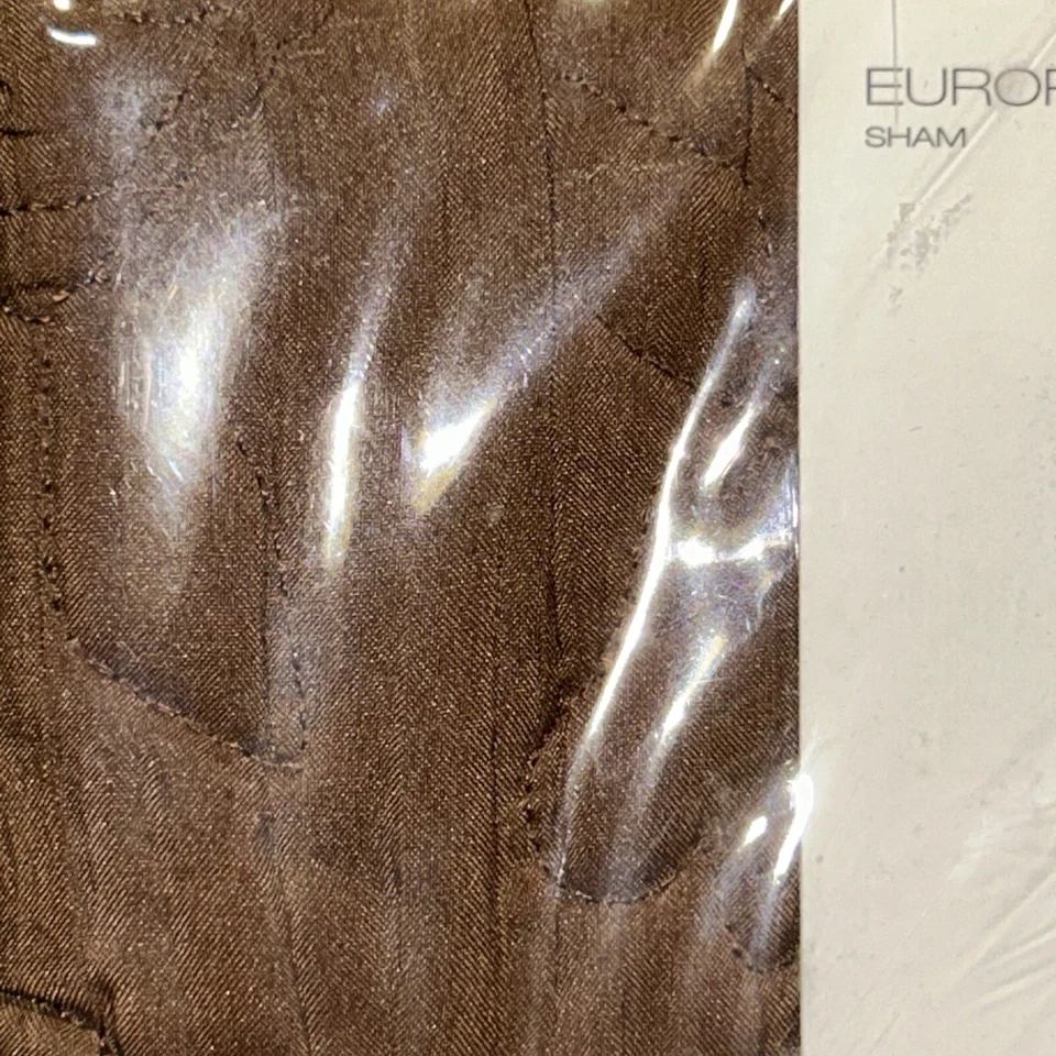 NEW Vintage DKNY European Pillow Sham Choco Brown Folded Floral Stitching Boho - Image 3 of 4