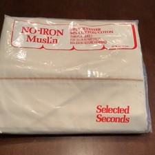 Vintage Selected Seconds No Iron Twin Size Cotton/Poly Flat Sheet MADE IN USA