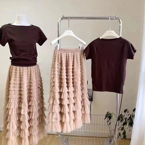 Multilayer Ruffles Tulle Skirt Pleated High Waist Fluffy Skirt Fairy Cake Dress - Picture 21 of 27