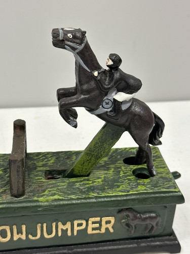 Antique Stevenson coin bank Show Jumper Race Horse Cast Iron Bank - Picture 8 of 11